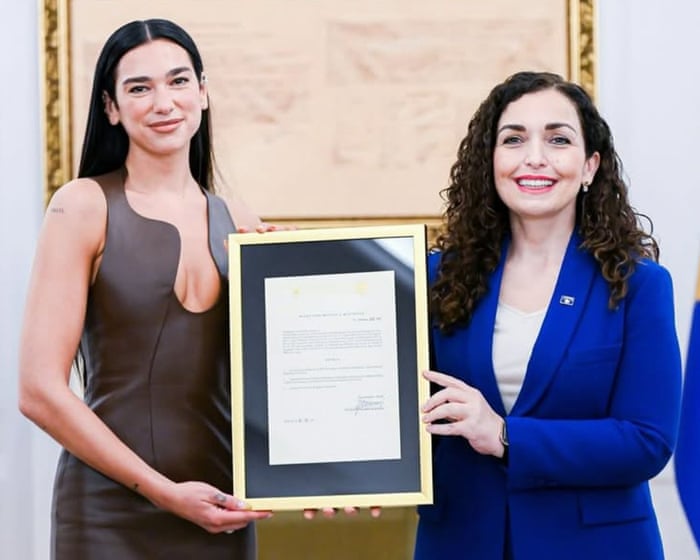 Dua Lipa expressed her gratitude after being granted citizenship by Kosovo’s president.