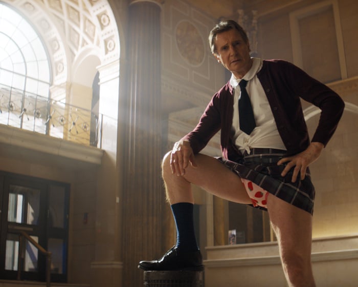 Liam Neeson delivers flawless deadpan humor in this hilariously over-the-top reboot of