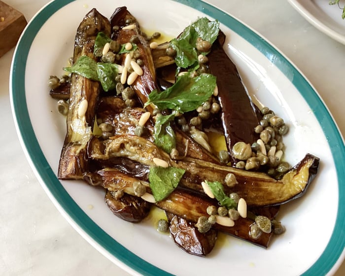 Rachel Roddy's recipe for sweet and sour eggplant with capers, pine nuts, and mint | From a Roman kitchen