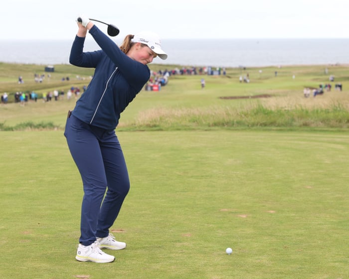 Lottie Woad’s strong second-round push at the Women’s Open was derailed by a costly triple bogey.