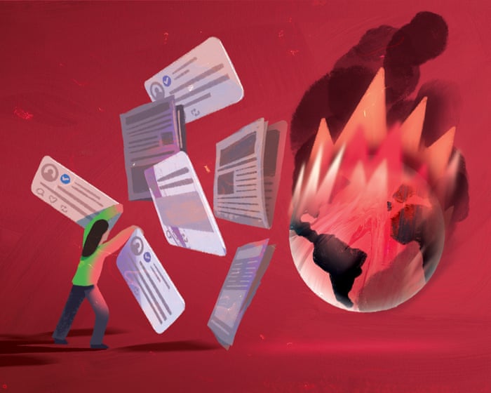 조지 몬비오트는 어둠의 세력이 지식을 억압함으로써 기후 위기와의 싸움을 방해하고 있다고 주장한다.