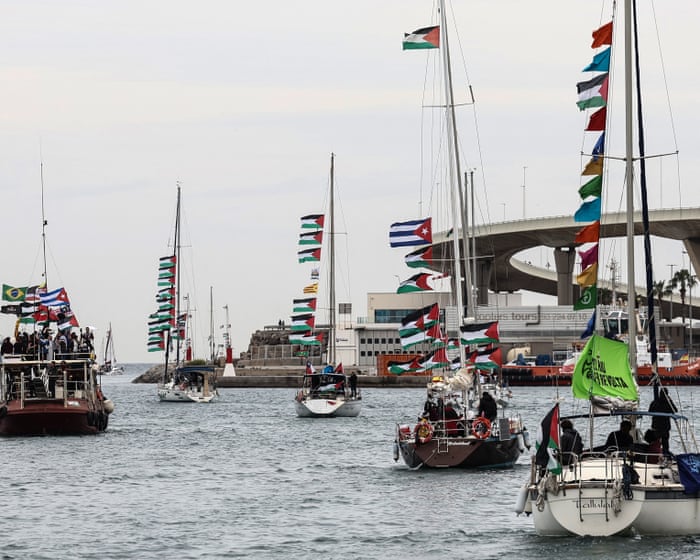 Israel has intercepted and detained the crews of a Gaza aid flotilla near Crete.