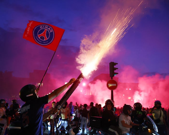 French police arrested 780 people after violent clashes broke out as PSG fans celebrated their Champions League win.