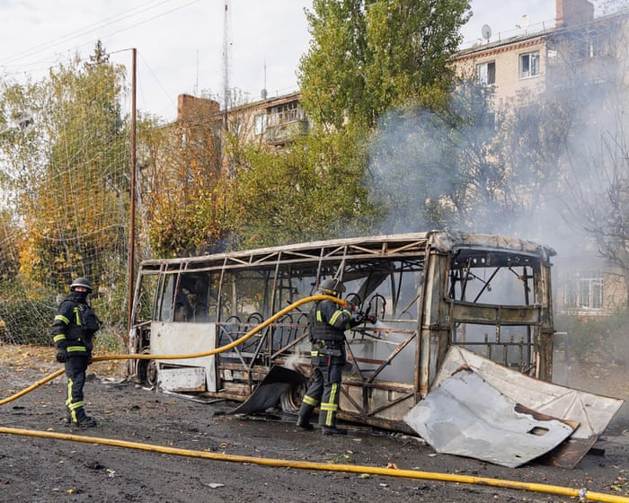 A Russian attack on a bus near the Ukraine frontline has killed at least 30 people.